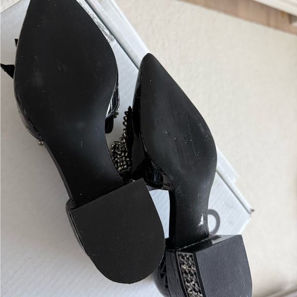 Jeffrey Campbell Black Flats with Embellished Silver Bow - Picture 3 of 4